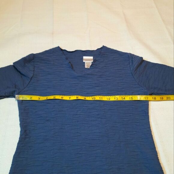 Haystacks Blue Indigo Crinkle Brazilian Surreal Textured Top Size Small - Picture 8 of 9